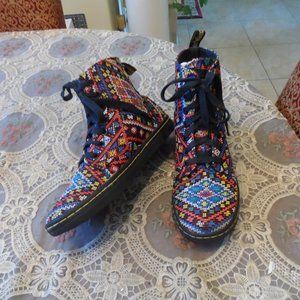 Dr. Martens "Hackney" Multi Colored Woven Ankle Boots Size 6